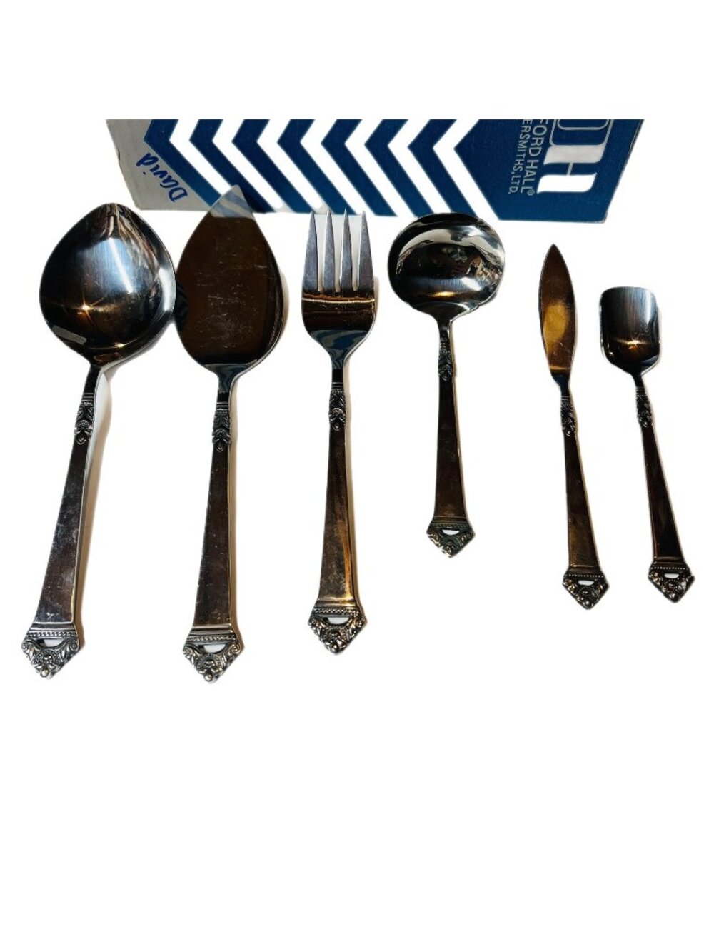 Vintage Oxford Hall Portico Stainless Flatware Serving Set Lot Of 6 In Box